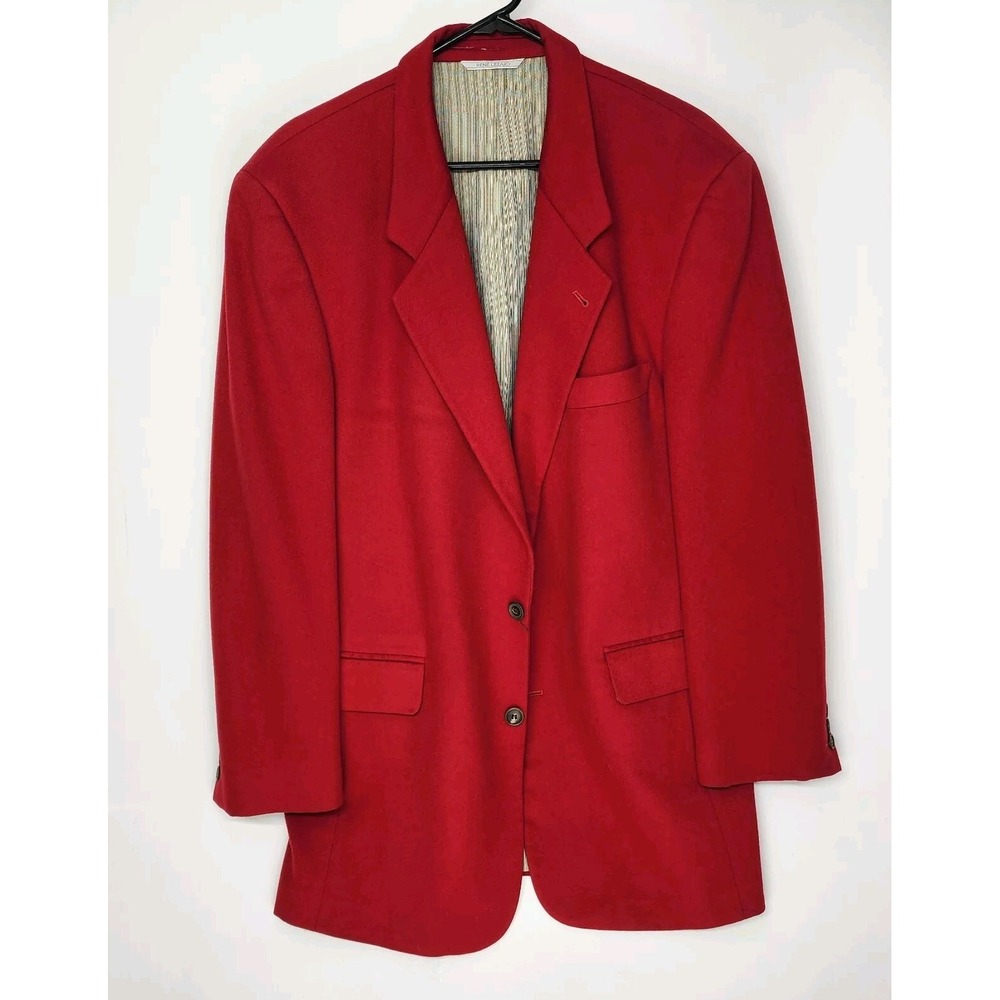 Vintage Womens Size 42 Rene Lezard Wool Red Blazer Jacket